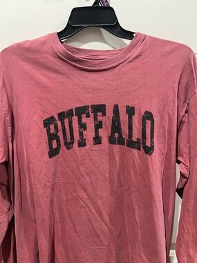 Comfort Colors Long Sleeve Buffalo Tee - Dusty Rose with Black Print